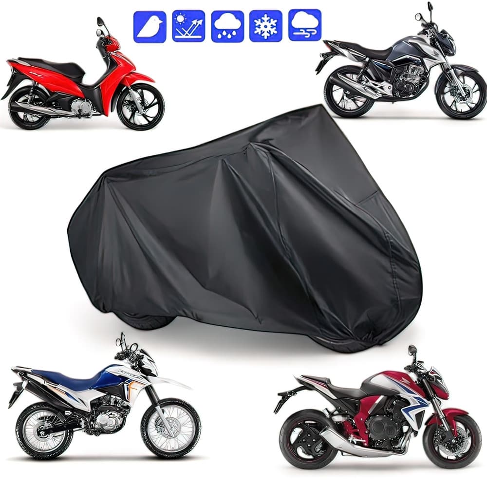 Capa de Cobrir Moto em Couro Forrada Impermeável Anti-Uv Protetora Anti-Risco