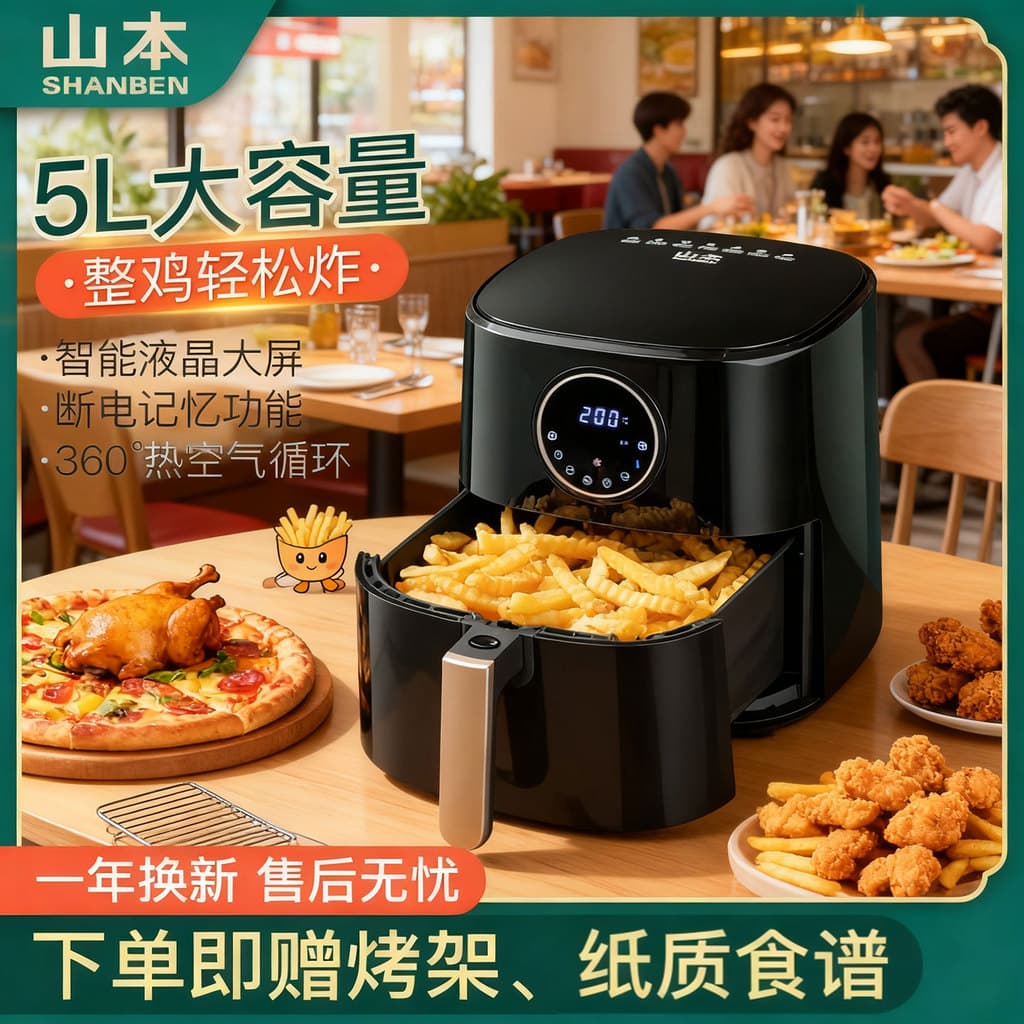 Yamamoto fritadeira de ar doméstica novo estilo forno integrado multifuncional grande capacidade sem óleo fritadeira elé