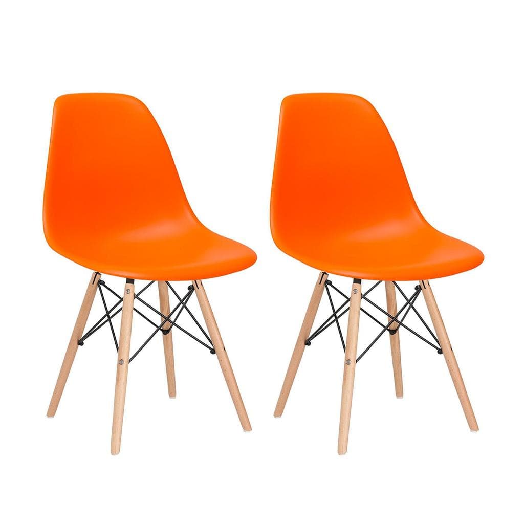 Kit 2 Cadeiras de jantar Charles Eames Eiffel DSW em Polipropileno - Laranja
