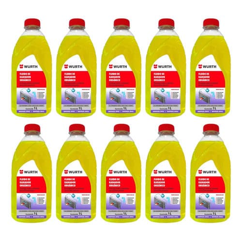10 Fluido Radiador Orgânico Pronto Para Uso 1l Amarelo Wurth