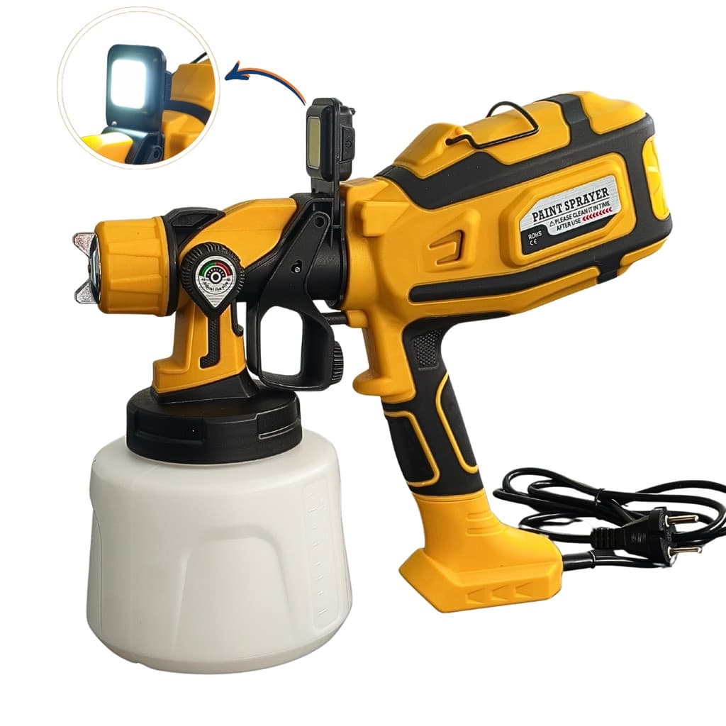 Pistola de Pintura Pulverizador TInta 850W LED 3 Bicos 1,4L 220V
