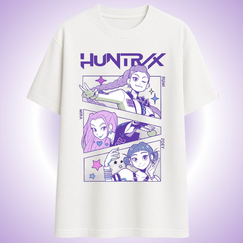 Camiseta Huntrix Guerreiras Do Kpop Rumi Zoey Mira Anime Camisa Unissex 100% Algodão Lançamento