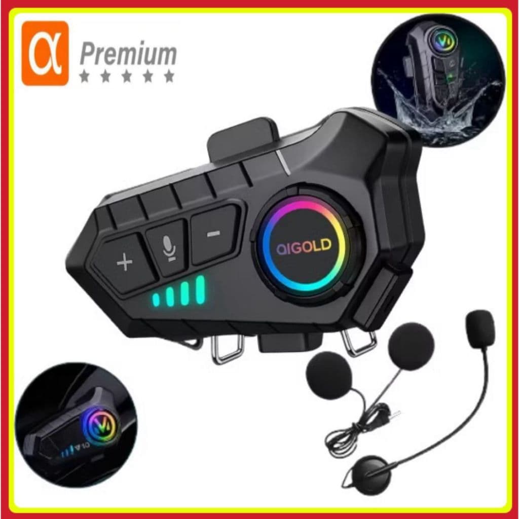 Fone de ouvido Bluetooth sem fio Rgb Comunicador Para Capacete À Prova D'água IPX6 original A’ Gold