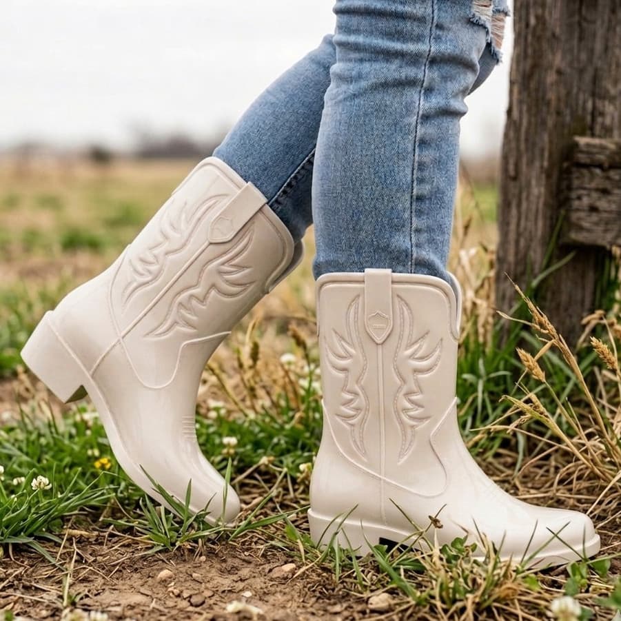 Botinha De Chuva Texana Galocha Infantil Feminina Western Menina Moderna Cano Médio Confortável Boiadeira