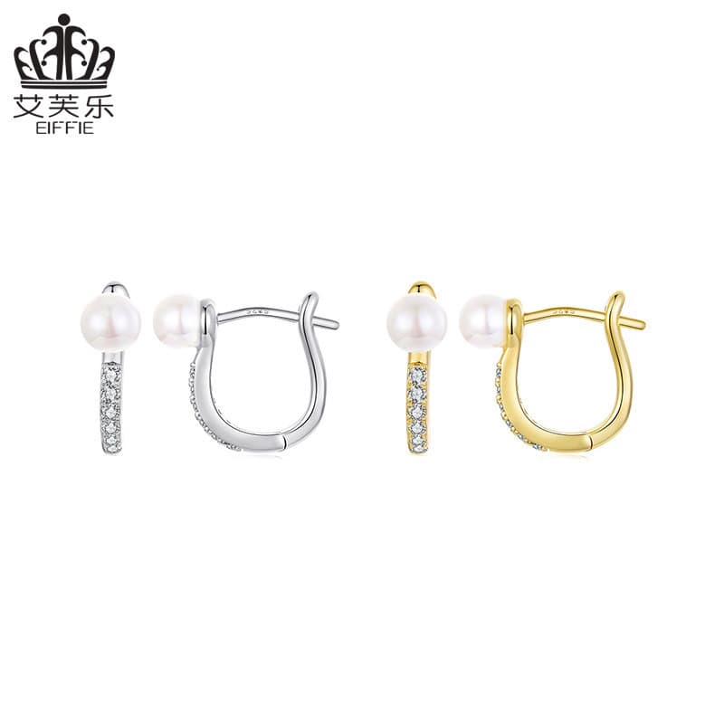 Aifule estilo suave brilhante zircão pérola brincos de prata chapeamento de cobre platina moda Commuter elegante brincos