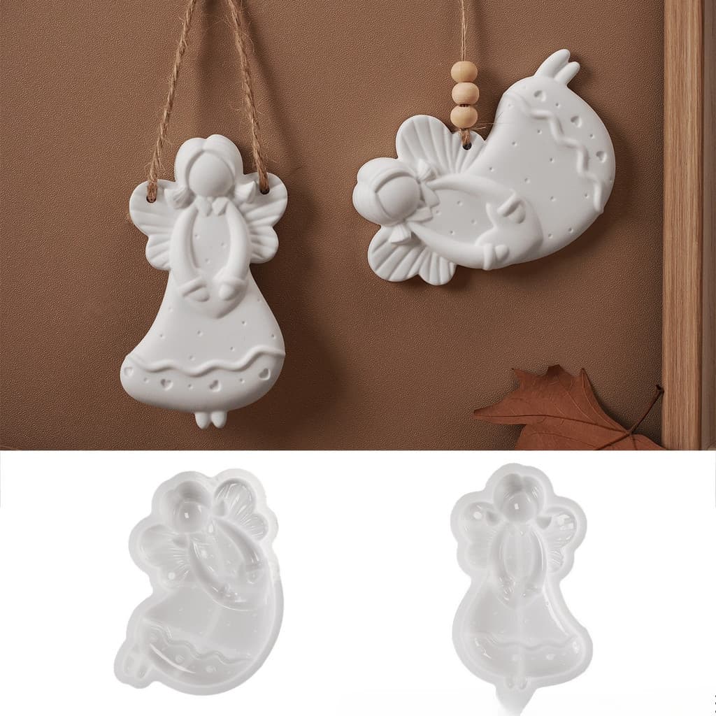 Criativo Anjo Sem Rosto Molde De Silicone DIY Artesanal Coração Ponto Menina Gesso Ornamentos Cimento Resina Decoração P