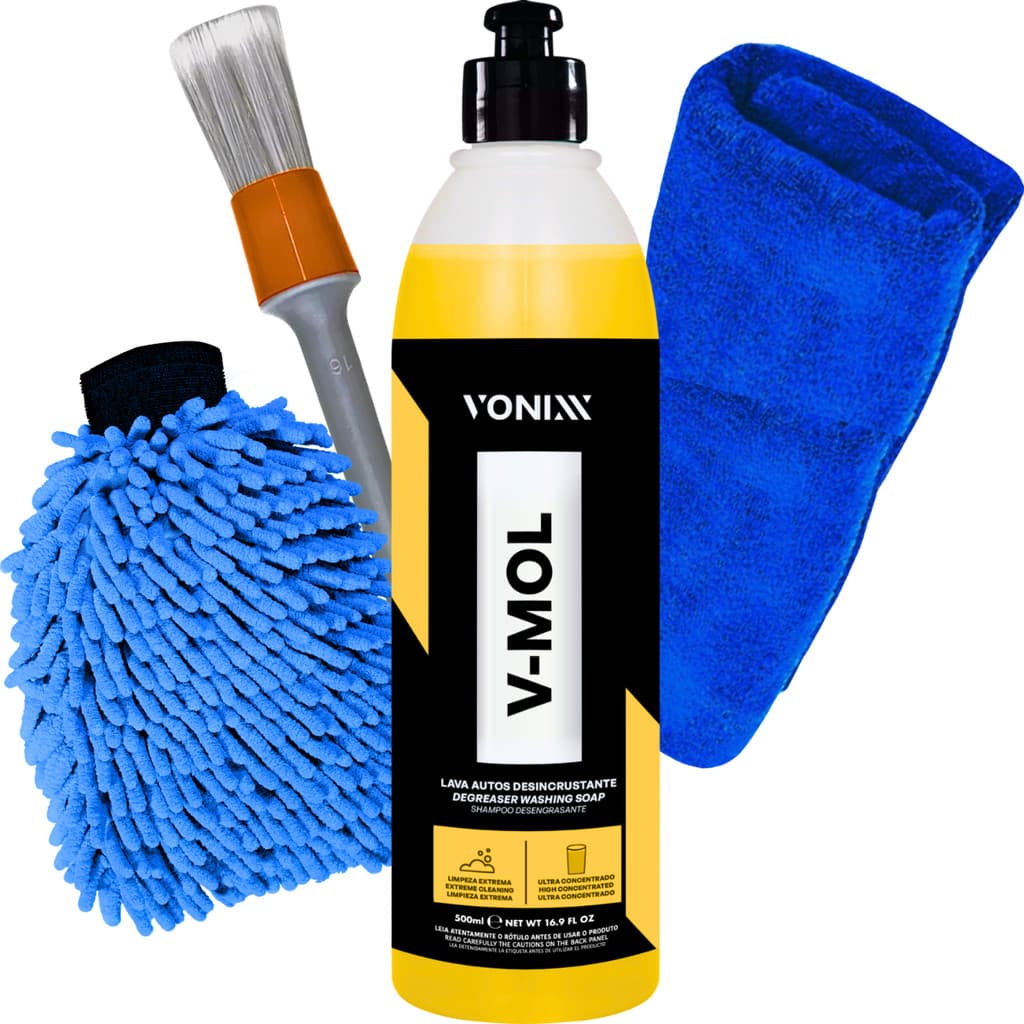 Shampoo V-mol Pano Microfibra Luva Microfibra Pincel Vonixx