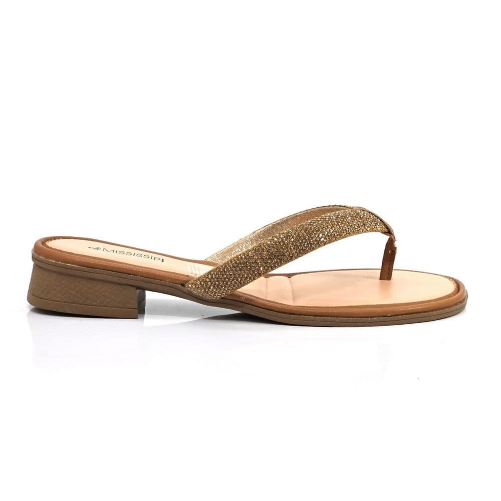 Tamanco Feminino Mississipi Dedo Strass Salto Baixo
