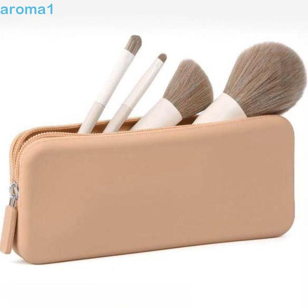Bolsa de Armazenamento Multifuncional AROMA1, Suporte Retangular de Silicone para Pincéis de Maquiagem Cor Morandi M2OE