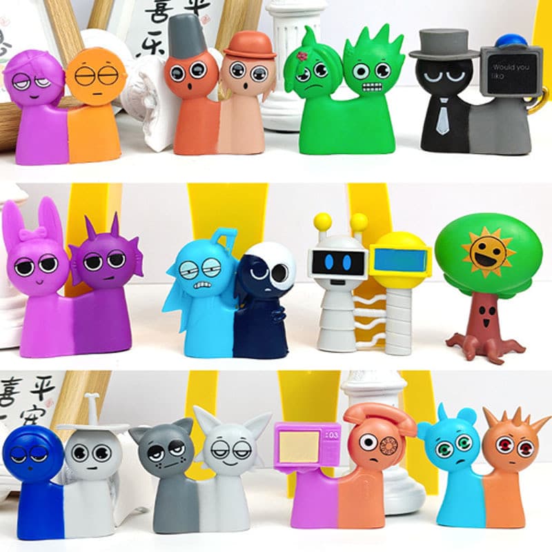 6pcs 12set Brinquedos de Personagens Sprunki Incredibox Figuras de Ação Modelo Colecionável Bonecas Brinquedos Presente