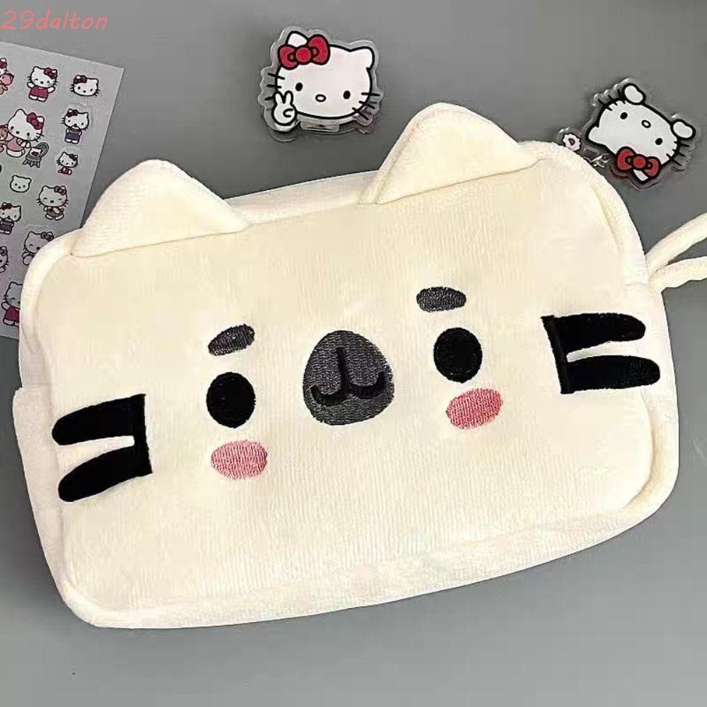 Bolsa De Lápis De Pelúcia De Gato DALTON , Caneta Desenho Animado De Orelha De Grande Capacidade Com Zíper Kawaii Maquia