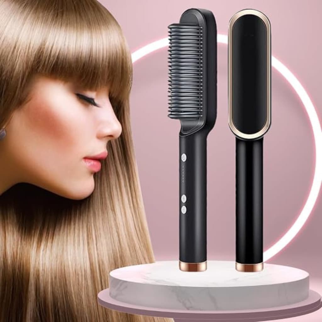 PRETO - Escova Alisadora Elétrica Bivolt
