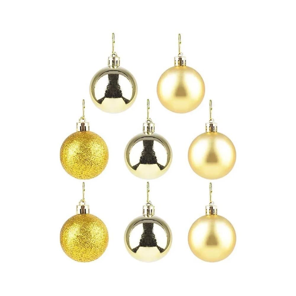 Kit 8 Bolas decoracao de arvore de natal Douradas Nº 2.5