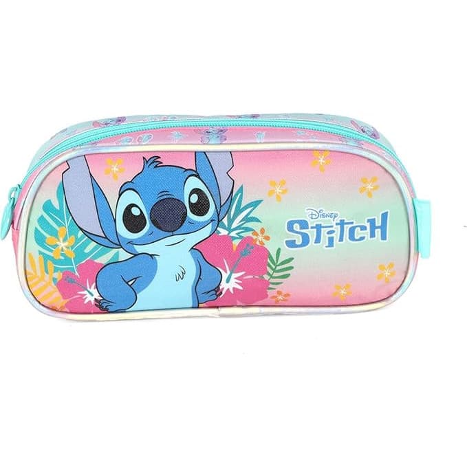 Estojo Stitch Rosa Escolar Infantil Porta Lápis Zíper Resistente Menina