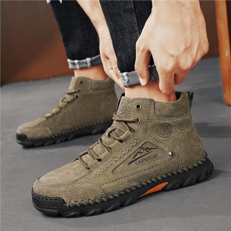 Sapatos de alta qualidade masculinos 2025 novo estilo outono inverno couro genuíno All-Match Martin botas velo quente an