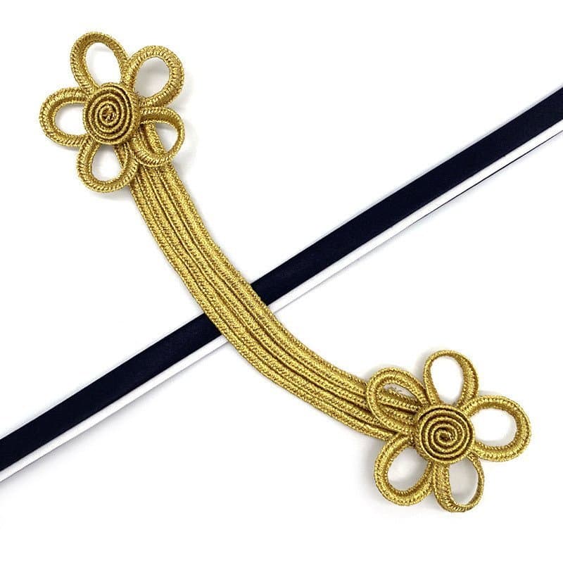 Flor de ameixa decorativa de cinco pétalas com duas cabeças de Bai Xi, com fios dourados e prateados, acessório tradicio