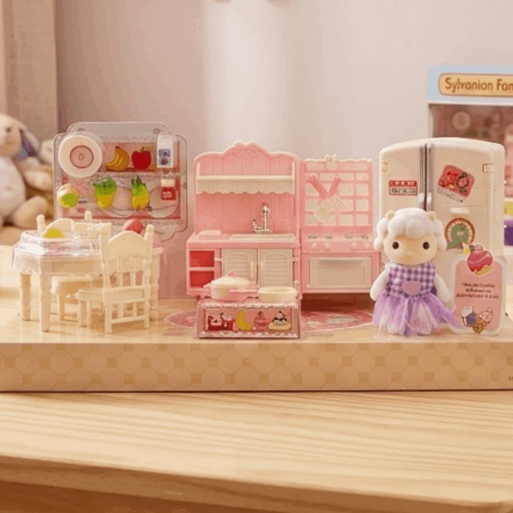 Cozinha Completa da Ovelhinha Casinha Feliz  Brinquedo Colecionável Miniatura Zoop Toys