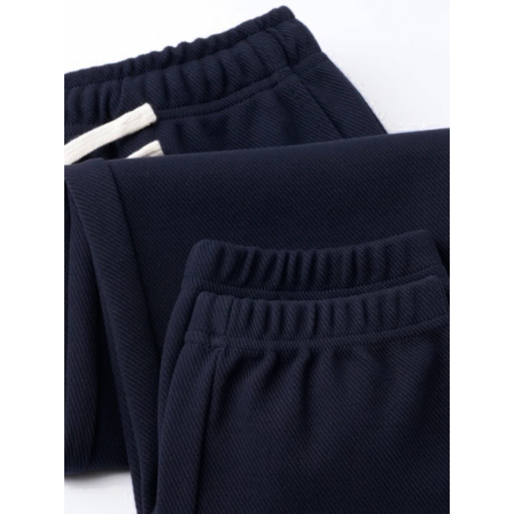Primavera verão 300g azul marinho sarja Sweatpants das mulheres dos homens cor sólida solta calças esportivas casuais co