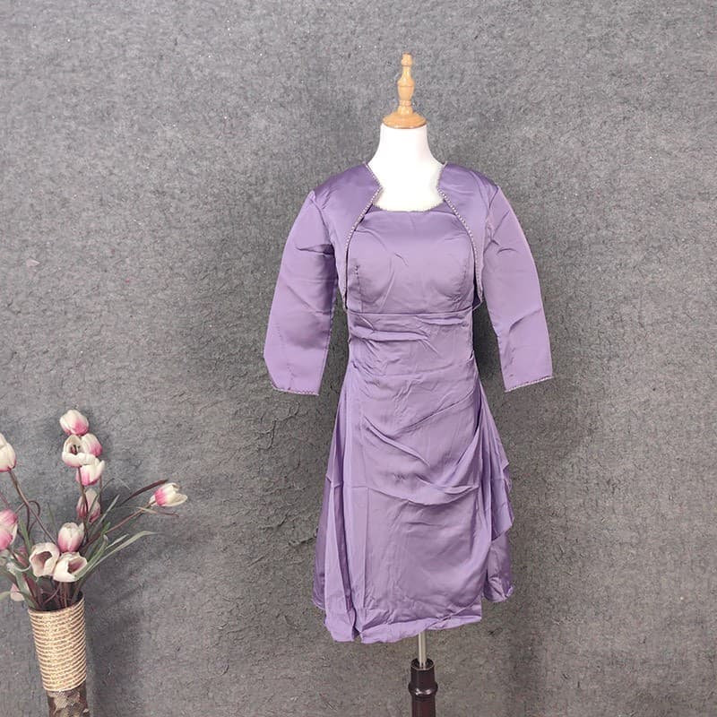Vestido curto roxo Slim-fit terno de duas peças Casual simples diário mais magro olhar All-match vestido saia curta verã