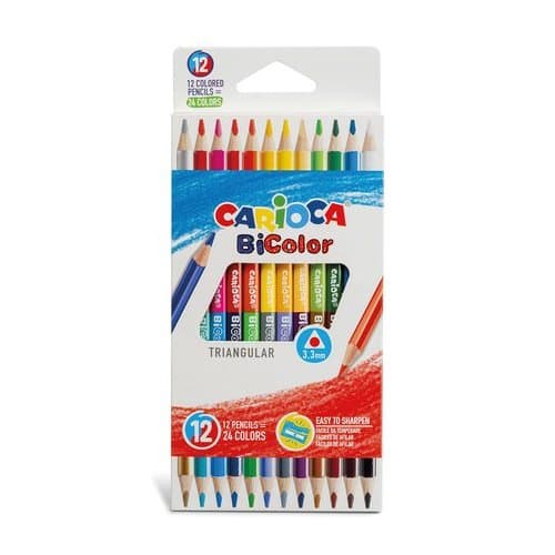 Kit 24 Lápis Cor Madeira BiColor Duas Cores Alta Pigmentação Ecologica