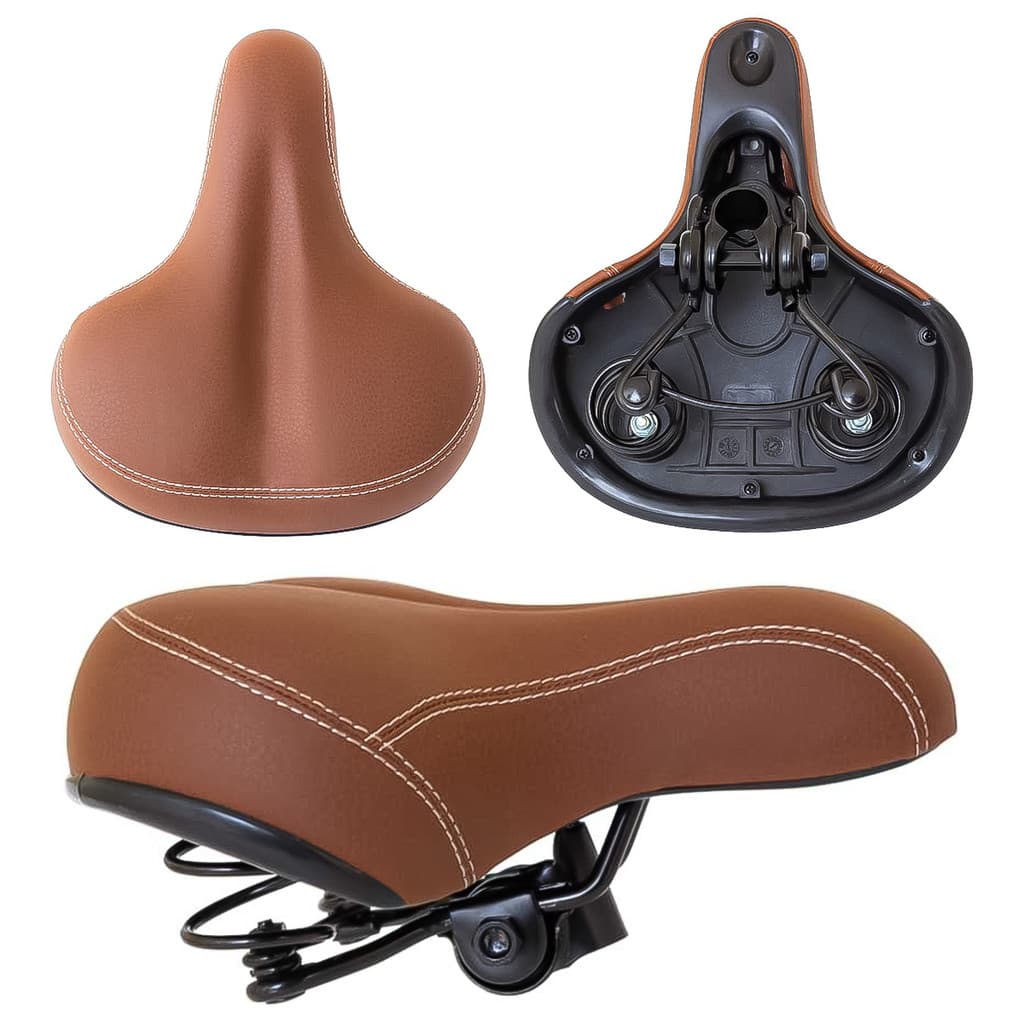 Selim Banco Bike Gta Passeio Marrom 2 Molas Conforto Mtb Marrom