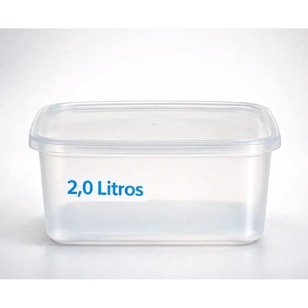 Pote Organizador Quadrado 2 Litros Volare Plástico Com Tampa Vedação Freezer E Micro-ondas