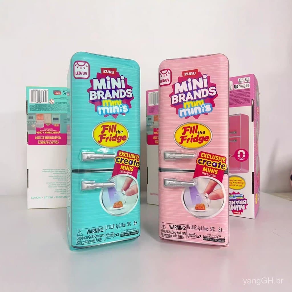 941 ZURU Mini Brands: Encha a Geladeira - Conjunto de Brinquedos Colecionáveis de Resina DIY com Luz UV