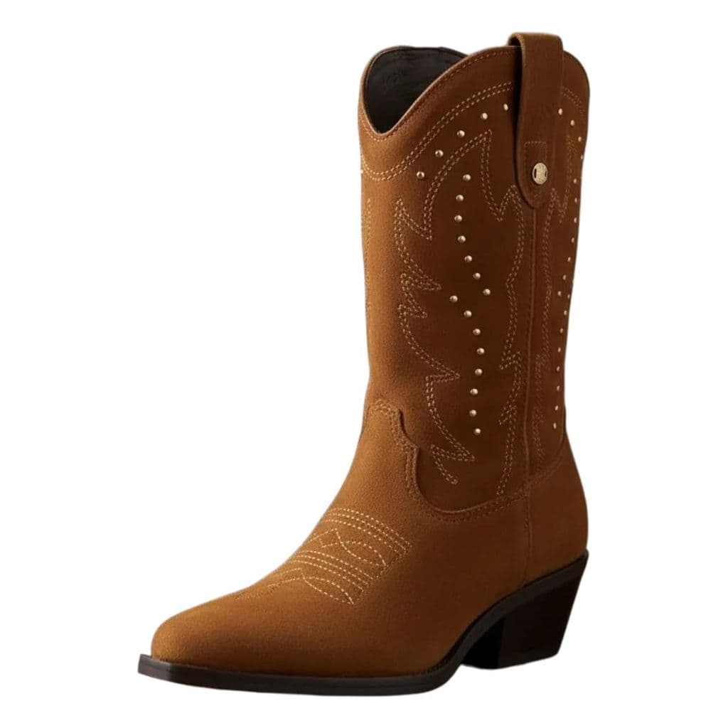 Bota Feminina Country Camurca Salto Baixo Couro Bottero