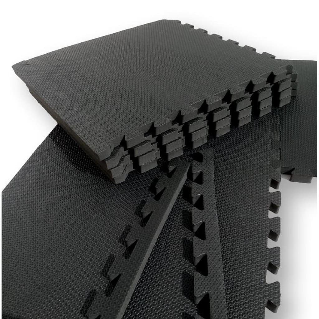 Kit 6 Tatames Tapetes EVA  50x50x3cm 30mm Preto com Bordas de Acabamento Linha Premium Grosso