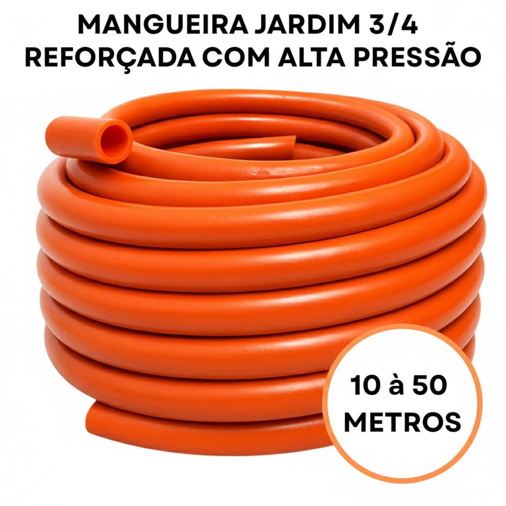 Mangueira Jardim 3/4 Laranja Reforçada Alta Pressão Silicone Flexível