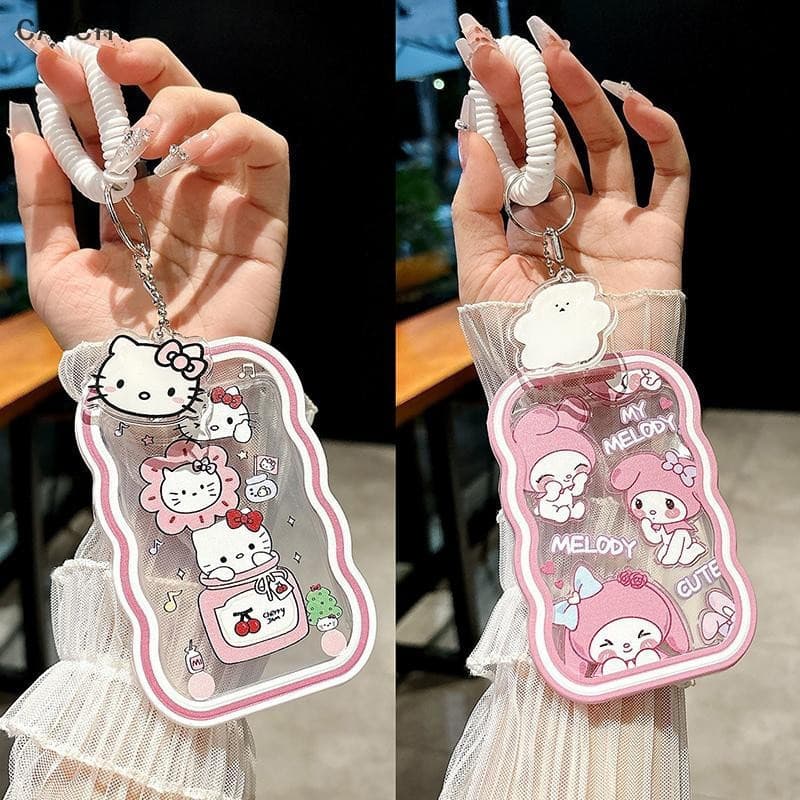 Kaprice Hello Kitty My Melody Kpop Porta-Cartões Transparente com Chaveiro, Porta-Cartões de Estudante P JGYR