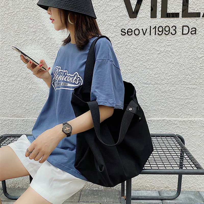 Coreano coreano ins estilo preguiçoso bolsa de lona feminina bolsa de ombro grande estudante literário All-Match portáti
