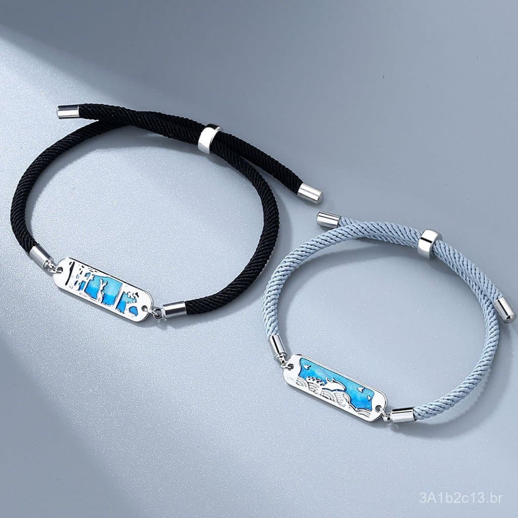 Pulseiras de Casal para Manhã e Noite, para Homens e Mulheres, Design Único em Corda Trançada, Lembrança para Relacionam