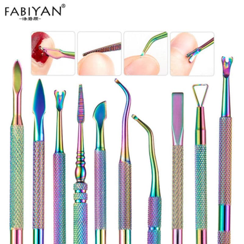 Faber Yan dedo prego esfoliante empurrar pá removedor de unhas arquivo de unhas removedor plaina pequeno aço push Care d