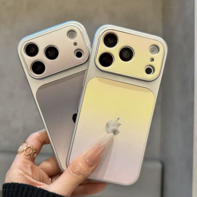 Luxuosa Capa Protetora De Couro Que Muda De Cor Adequada Para iPhone 17 , 16 , 15 , 14 , 13 Pro Max-À Prova De Choque