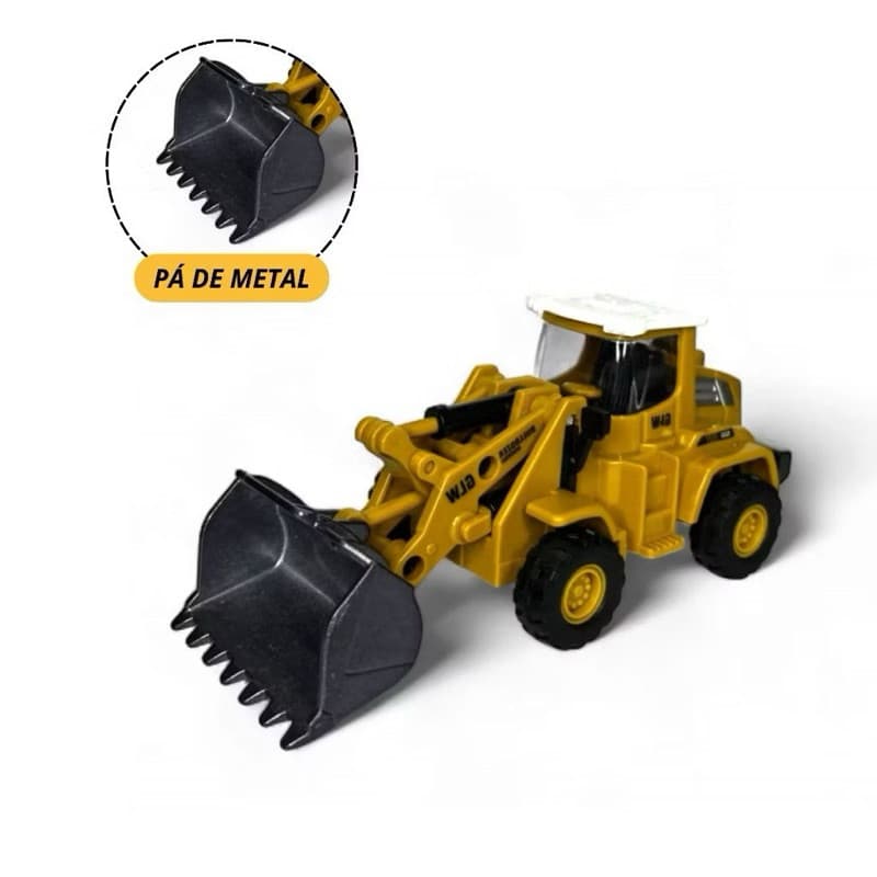 Miniatura Escavadeira Carregadeira Brinquedo Articulado Metal Fricção Coleção
