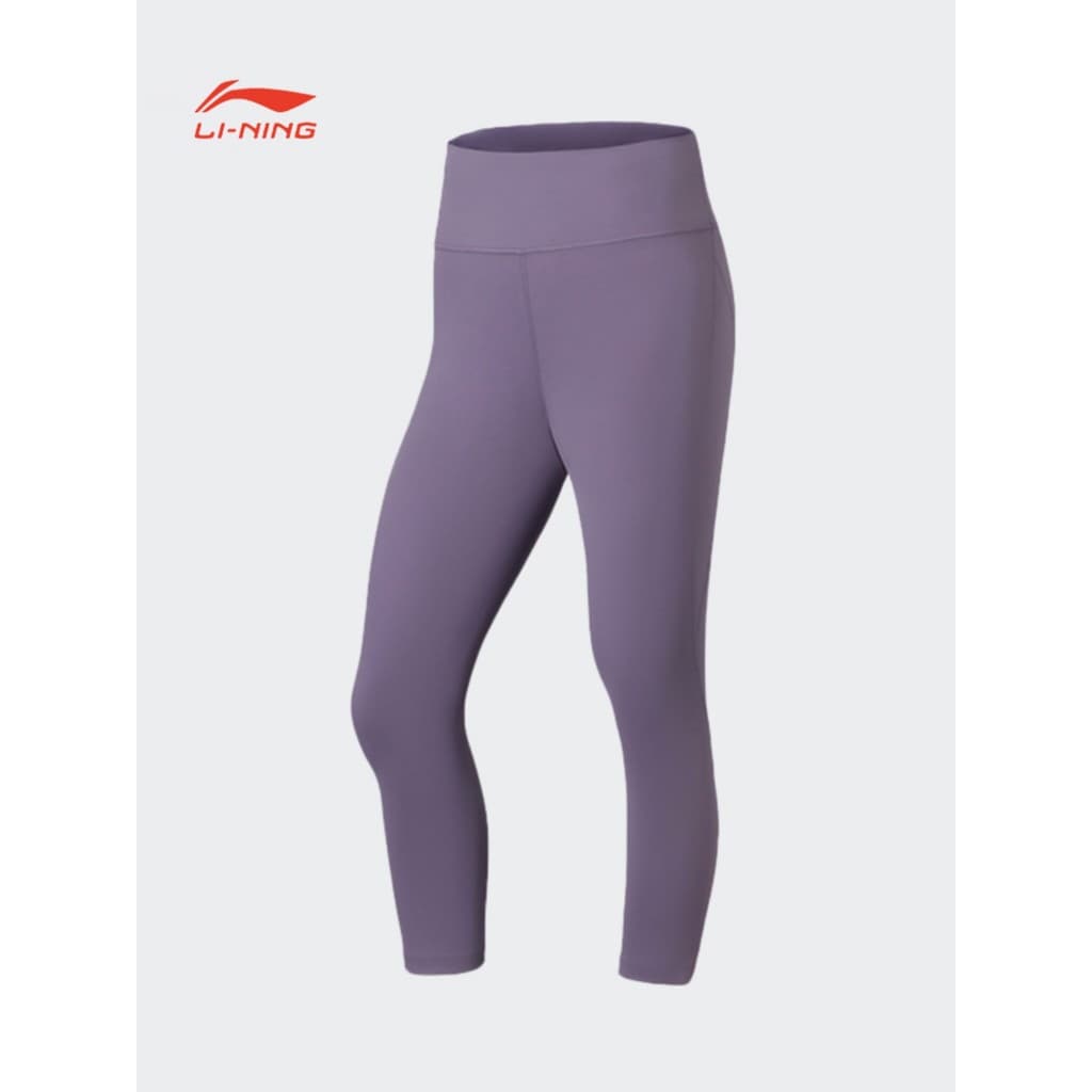 Li Ning Mulheres Verão Fitness Series Skinny Sports Calças Cortadas Leggings Stretch Respiráveis de Secagem Rápida [Prod