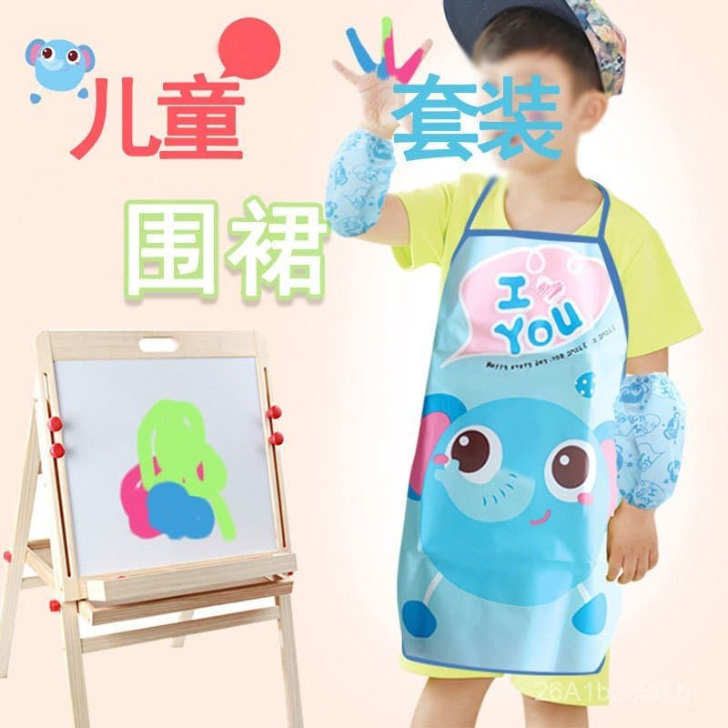 Avental infantil à prova d'água com mangas para meninas, roupa para pintura artística, avental de cozinha para meninos d