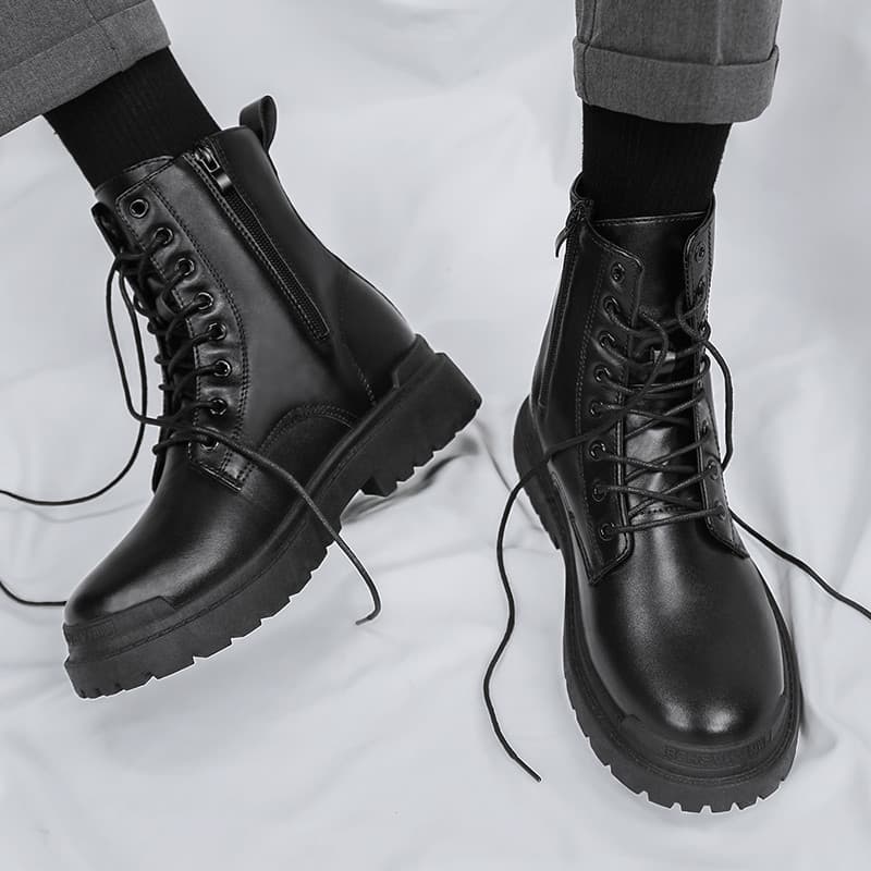Botas Martin de alta qualidade masculinas verão preto britânico Workwear botas de couro masculino high-End All-Match lad