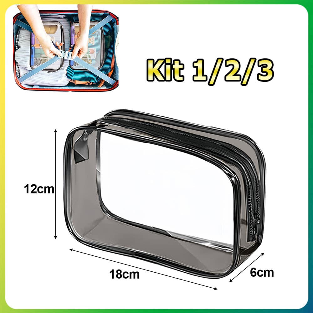 1/2/3 Bolsa transparente para maquiagem bolsa de higiene pessoal portátil para viagem bolsa com zíper para cosméticos