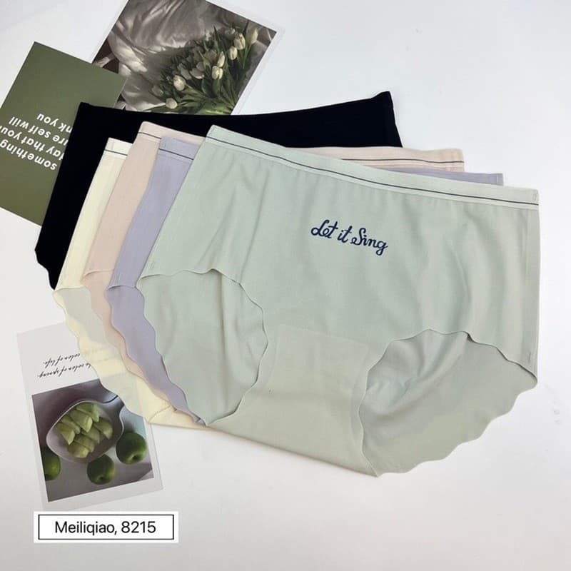 Boutique conjunto de cinco peças encantador gelo seda calcinha de uma peça feminina letras simples Hip-Lifting sem costu