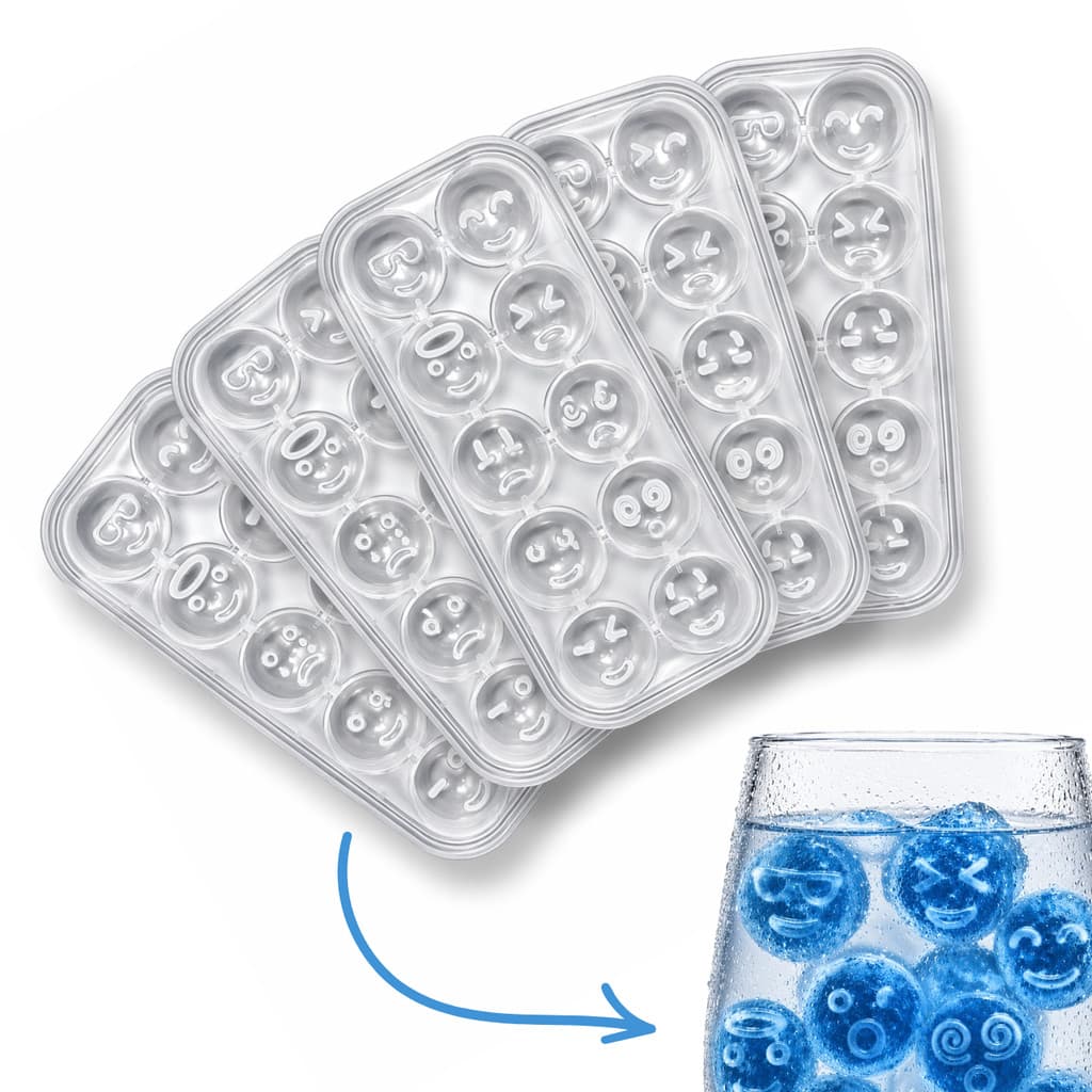 Forma de Gelo Emoji Redonda Maleável Plástico Resistente DIvertida Easy Push