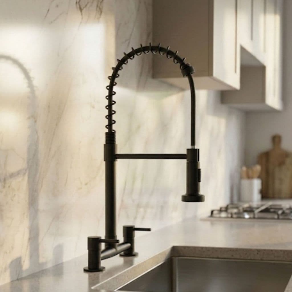 Torneira Gourmet Cozinha Preta Fosca Inox Misturador Duplo