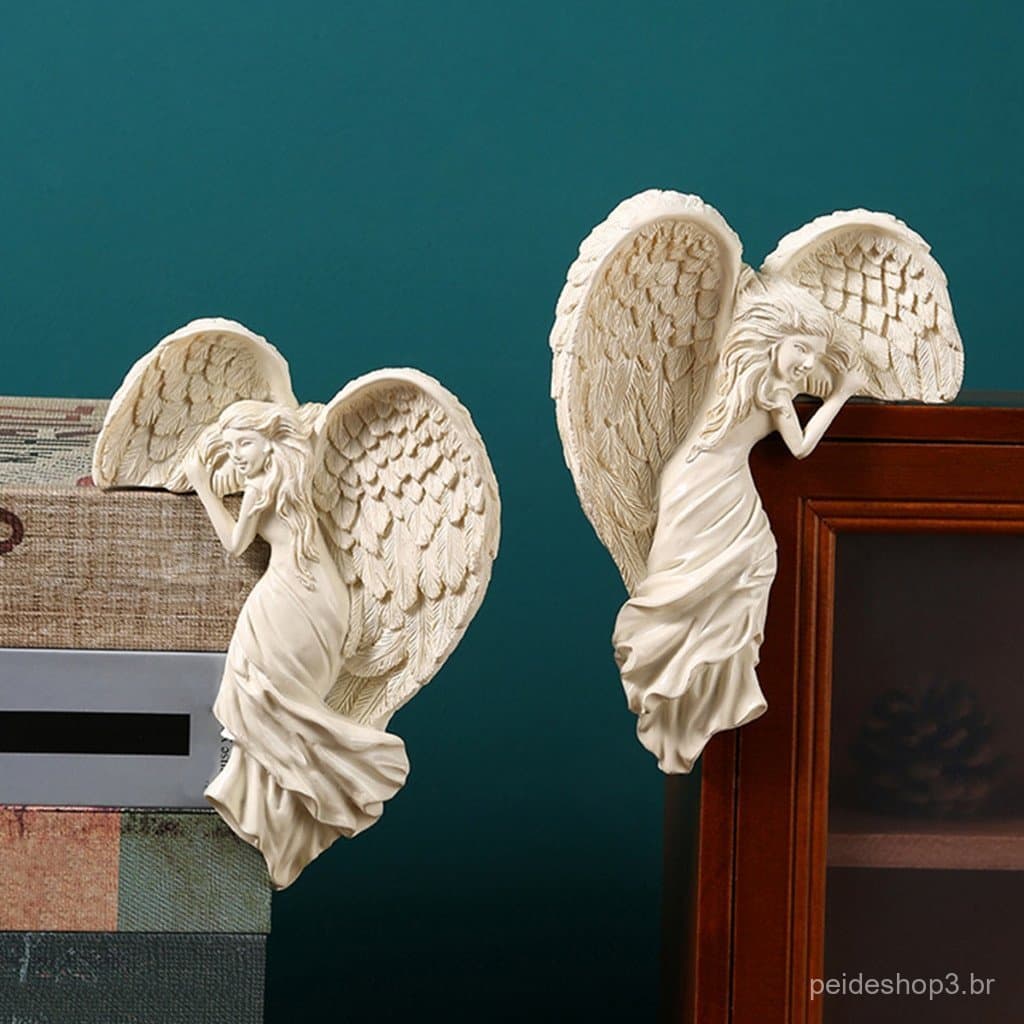 1 Pc Asas De Anjo Resina De Presente Estátua Artesanato Porta Ornamento Interior E Exterior De Jardim Perfeito