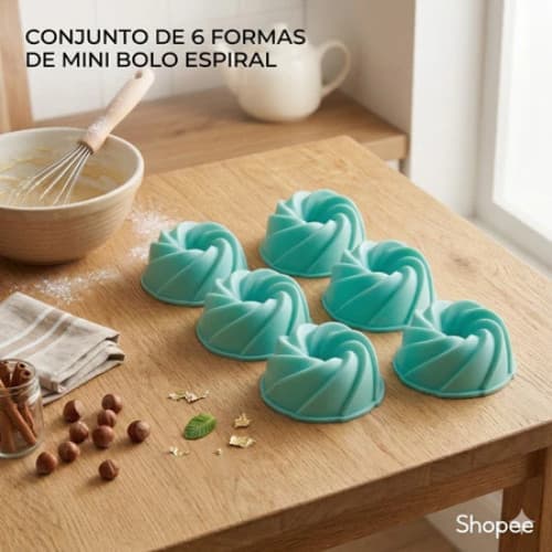 Kit de 6 Formas Antiaderente de Silicone Verde Gelatina Pudim Mouse Mini Bolo Torta Cookes