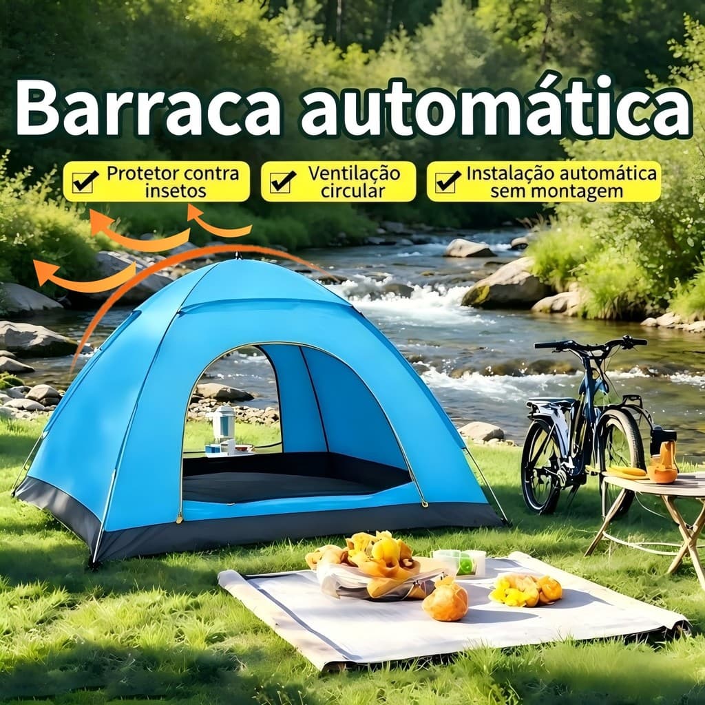 Barraca Automático Camping 3-4 Pessoas 200*200*130cm- Barraca De Acampamento A Prova D'Água - Barraca Camping Praia