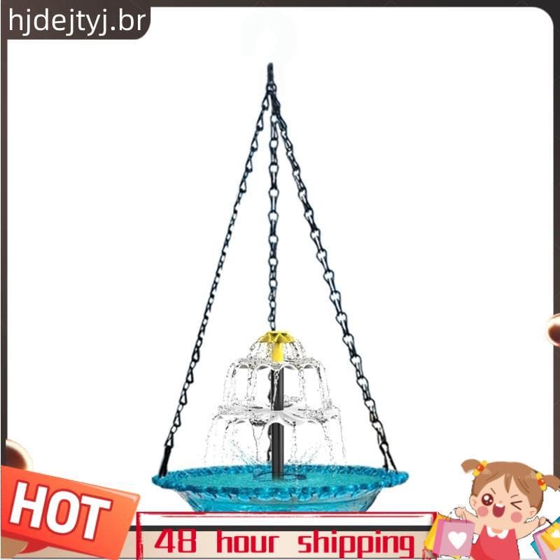 Fonte De Banho De Pássaros Suspensa Em Cascata Solar , Suspenso Com Para Decoração De Jardim Ao Ar Livre , Quintal De Pá