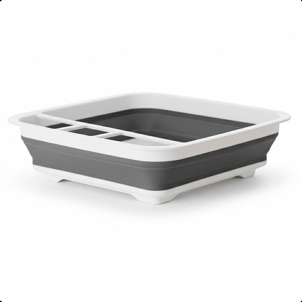 Escorredor de Louça Dobrável 36x30,5x12cm Silicone Ajustável Porta Pratos Talheres Cozinha Retrátil