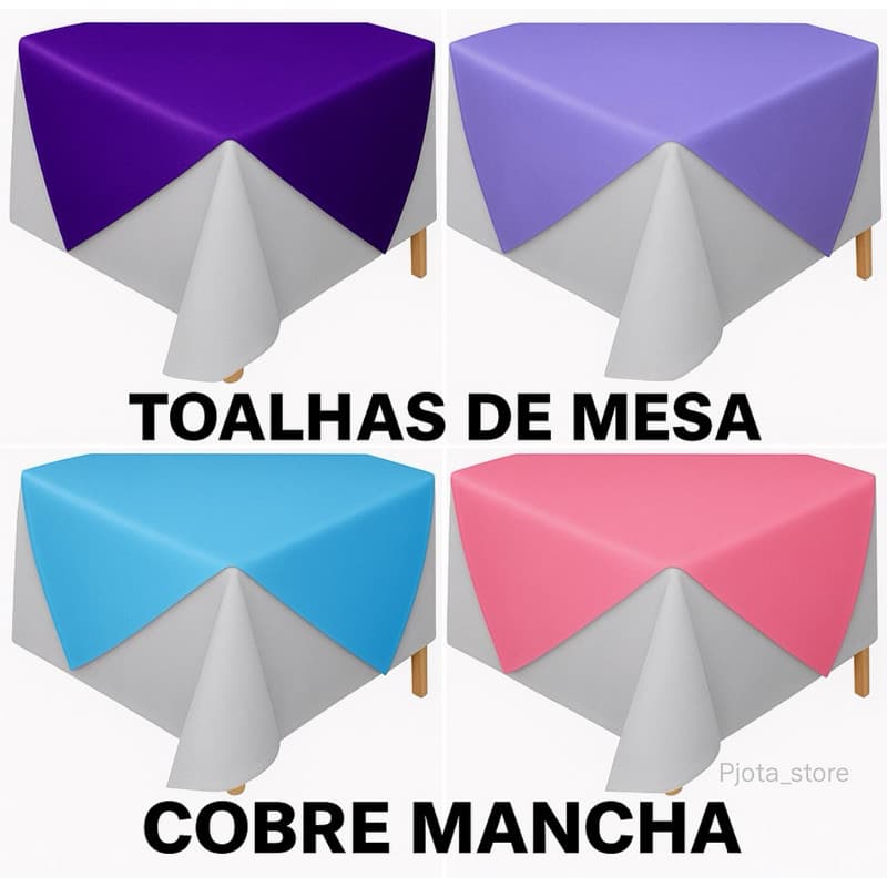 KIT TOALHAS DE MESA TNT 1x1M + COBRE MANCHAS 70x70 Cm PARA FESTAS