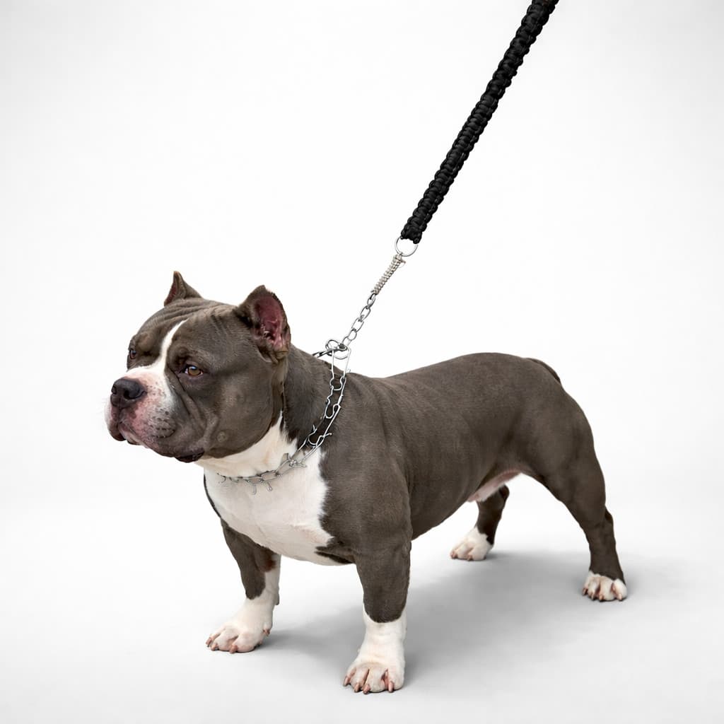 Coleira com Garra e Pino Regulável + Guia com Mola Reforçada para Cachorros Grande  -  American Bully s -